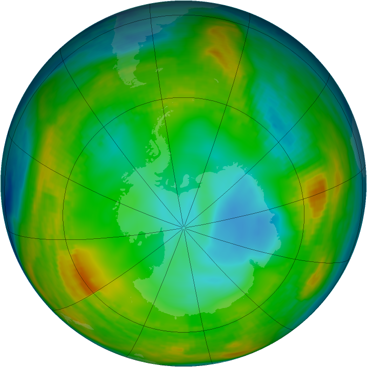Antarctic ozone map for 15 July 1980